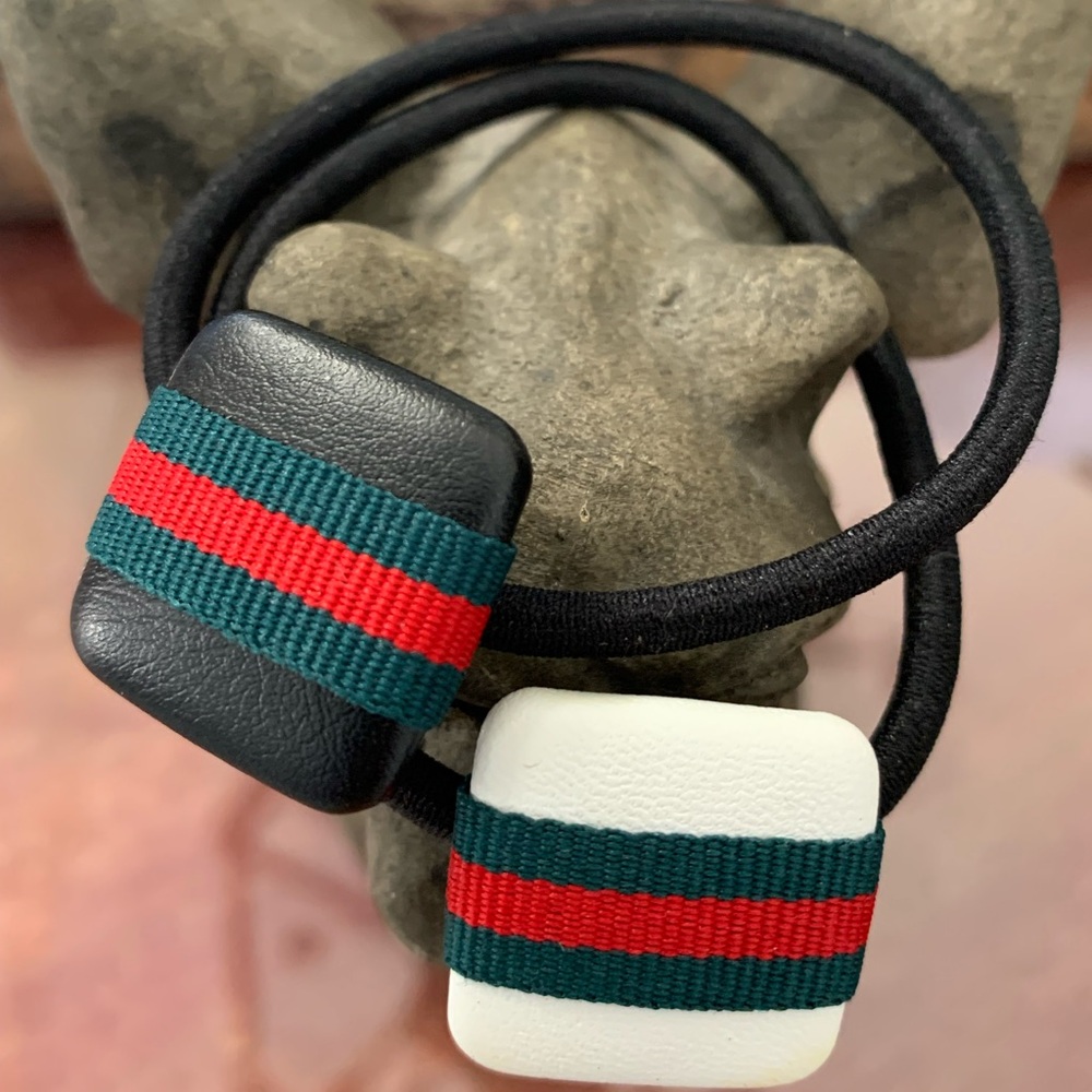 Hair Tie Black w/ Red & Green Stripe
